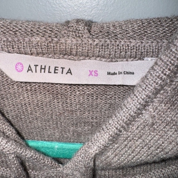 EUC Athleta Noe 100% Merino Wool Striped Hoodie Sweater Size XS - Picture 3 of 8